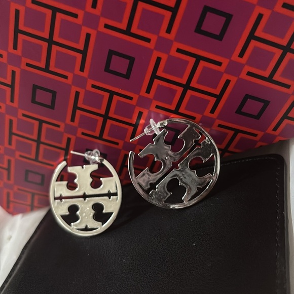 Silver Logo Hoop Earrings - Picture 6 of 6